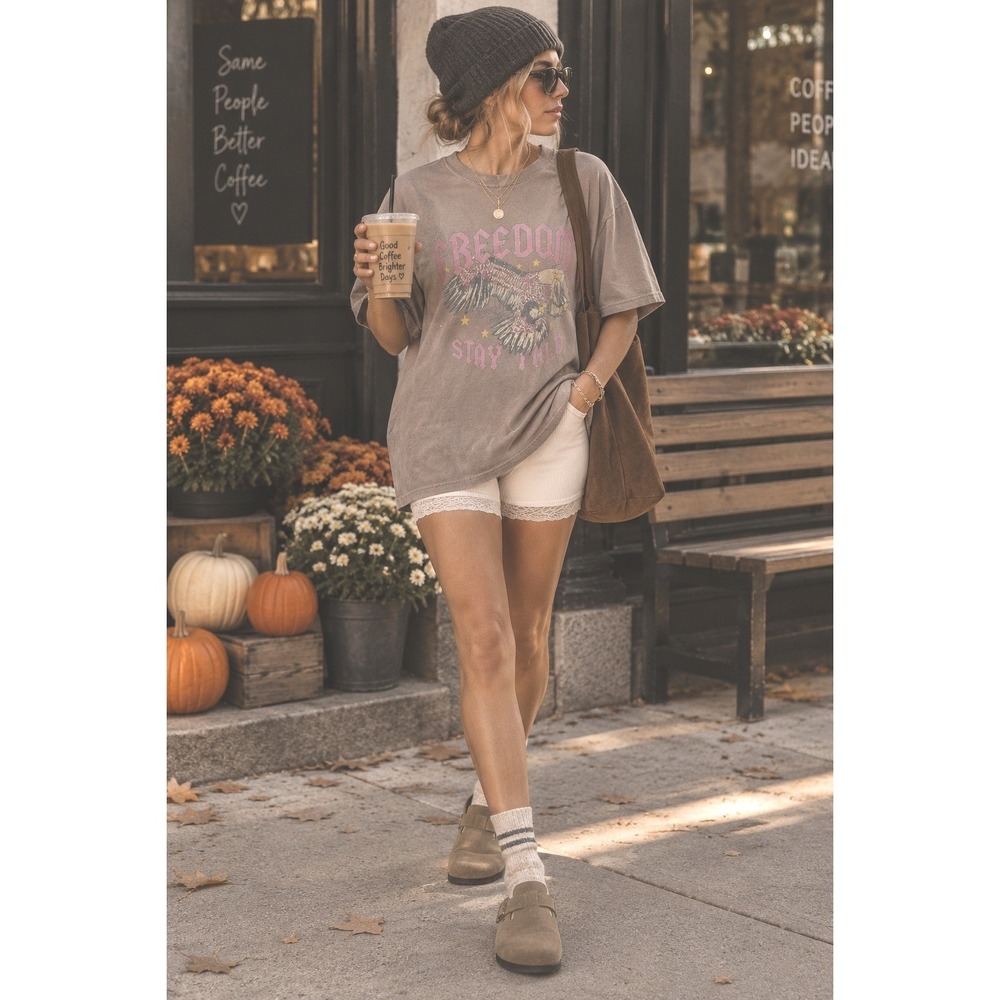 bohme tee boutique western grunge Stay true L/XL mocha boxy loose fit fall layer